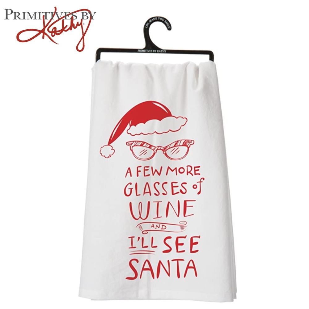 Primitives by Kathy A Few More Glasses of Wine Dish Towel
